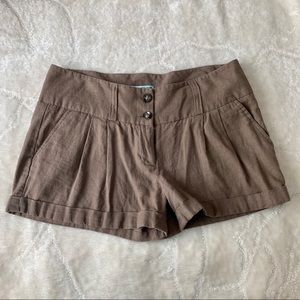 💥5/$25 Cute Brown Pleated Linen Shorts